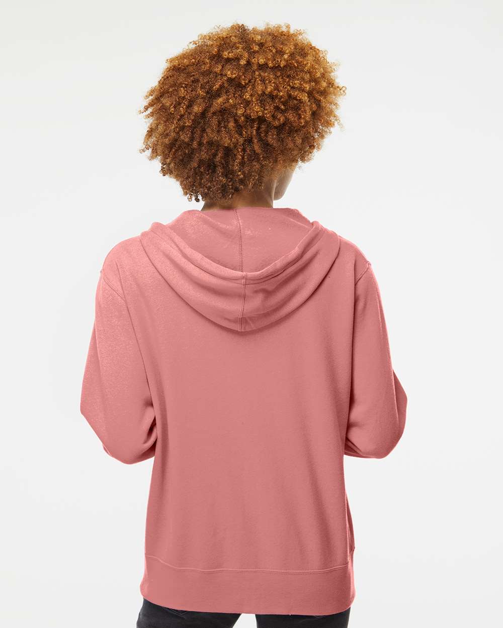 Unisex Lightweight Full-Zip Hooded Sweatshirt - OnModelBack - B81076312 - Dusty Rose