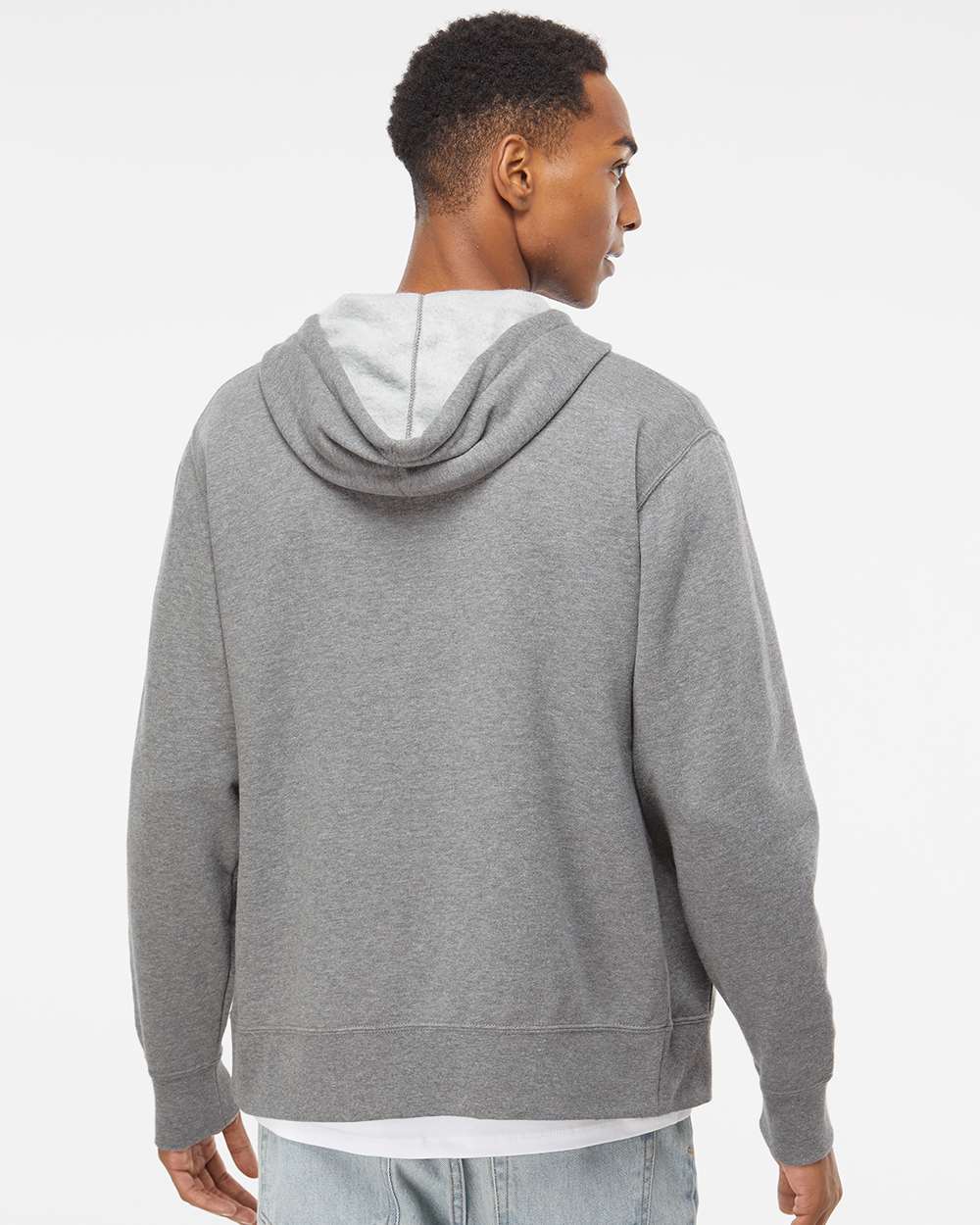Unisex Lightweight Full-Zip Hooded Sweatshirt - OnModelBack - B81076352 - Gunmetal Heather