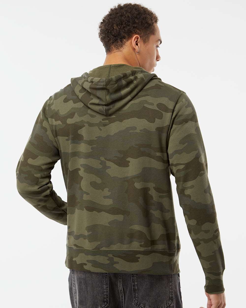 Unisex Lightweight Full-Zip Hooded Sweatshirt - OnModelBack - B81076622 - Forest Camo