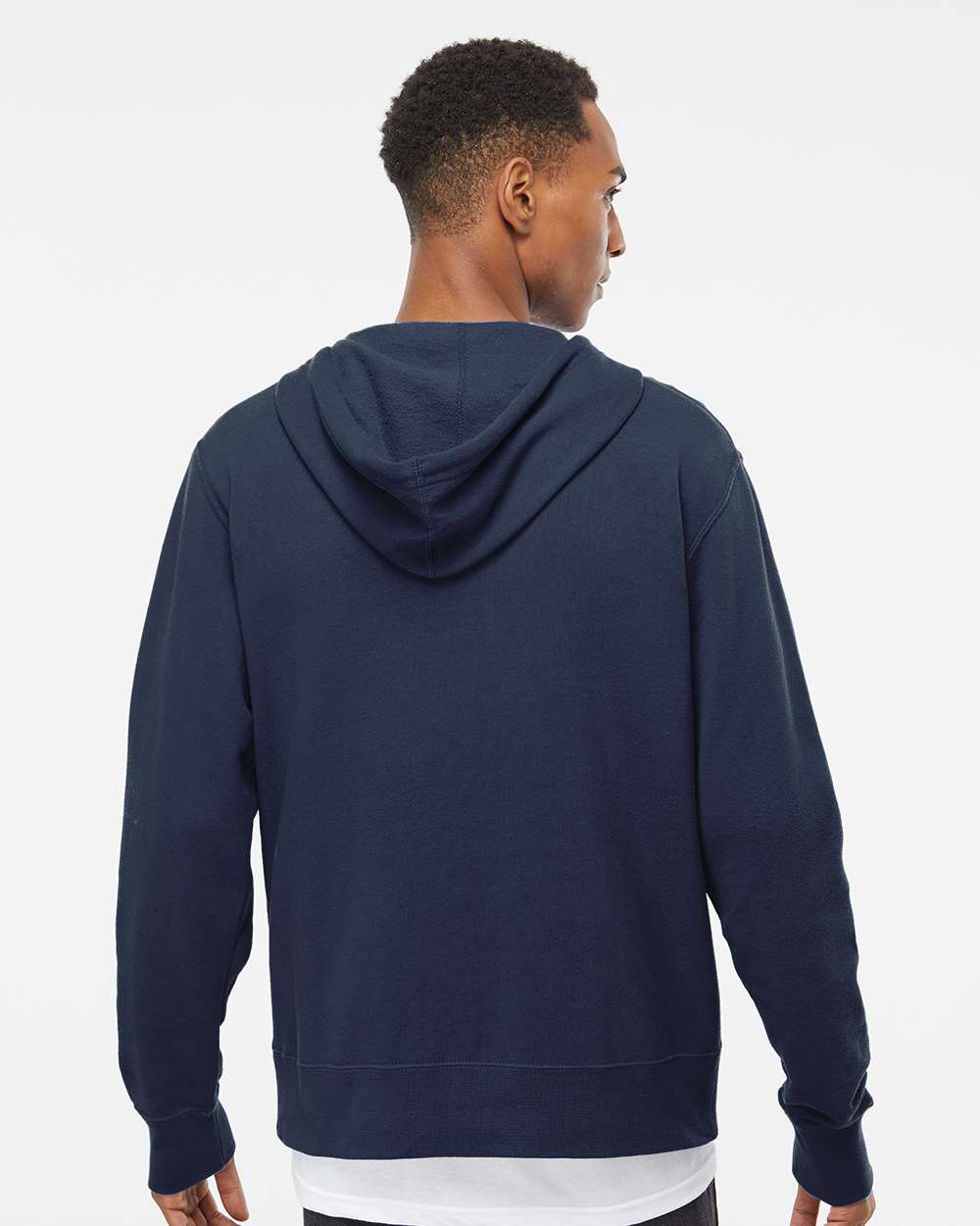 Unisex Lightweight Full-Zip Hooded Sweatshirt - OnModelBack - B81076663 - Slate Blue