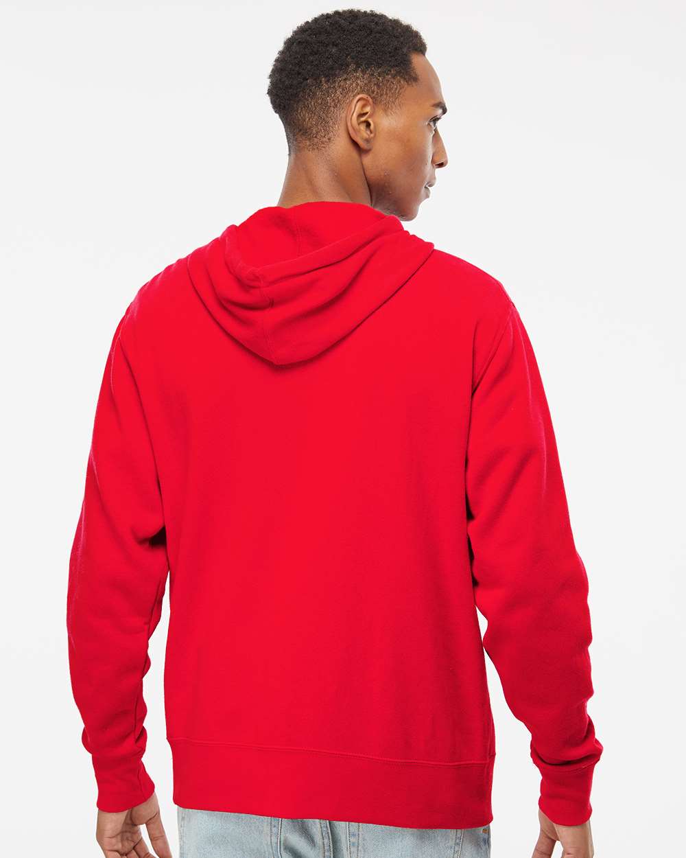 Unisex Lightweight Full-Zip Hooded Sweatshirt - OnModelBack - B81076702 - Red
