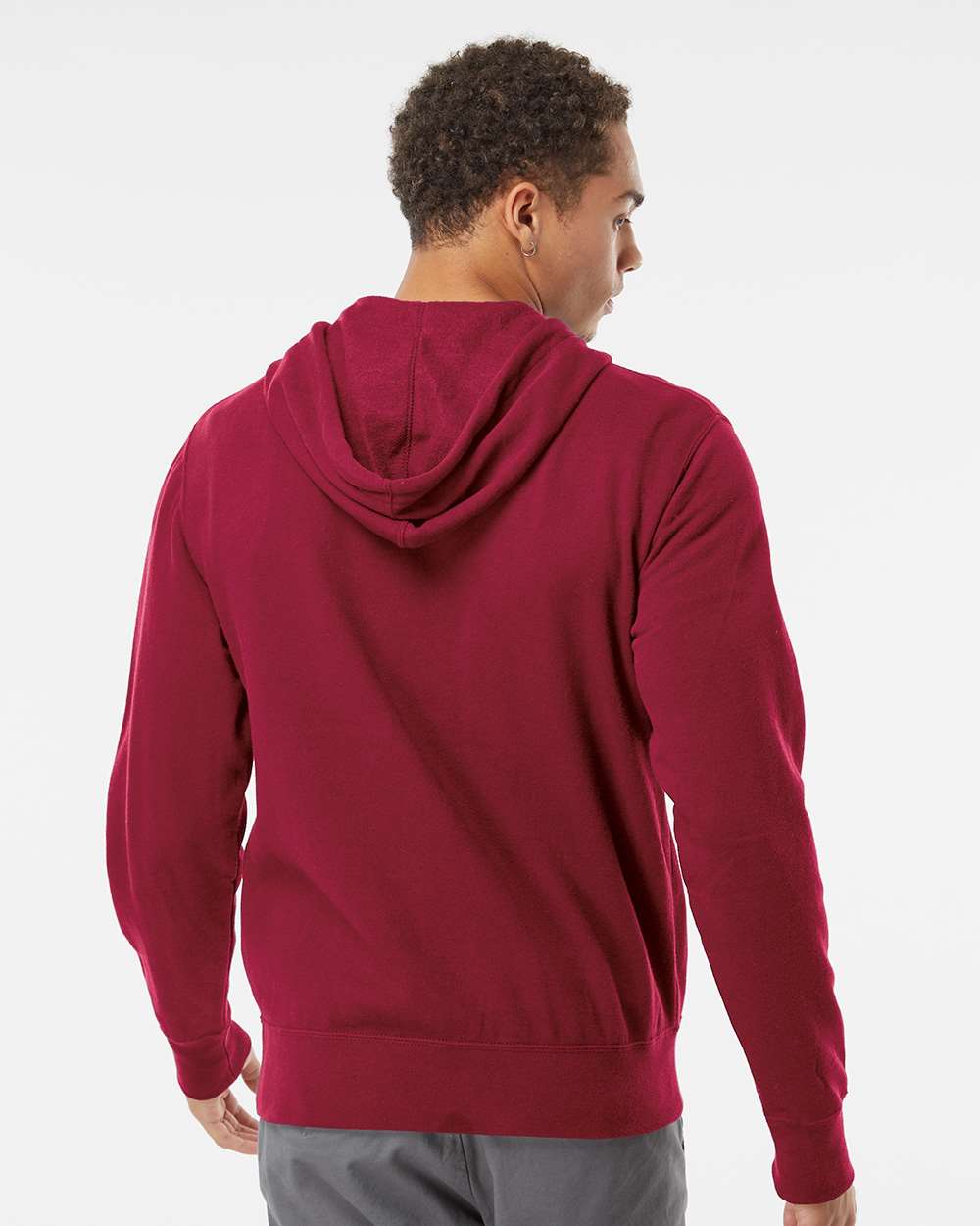 Unisex Lightweight Full-Zip Hooded Sweatshirt - OnModelBack - B81076852 - Currant