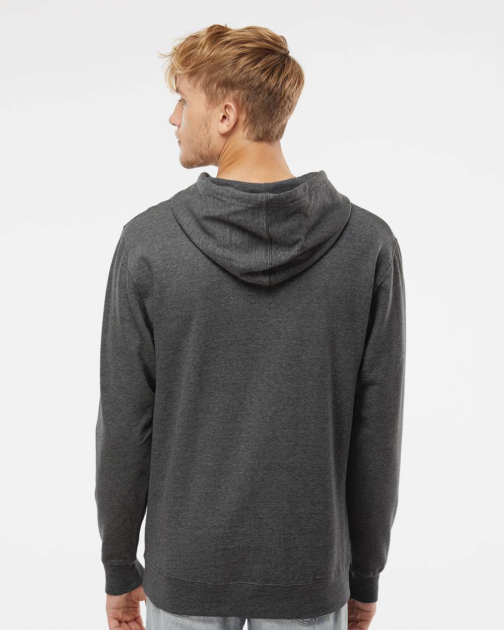 Unisex Midweight Hooded Sweatshirt - OnModelBack - B23676092 - Charcoal Heather