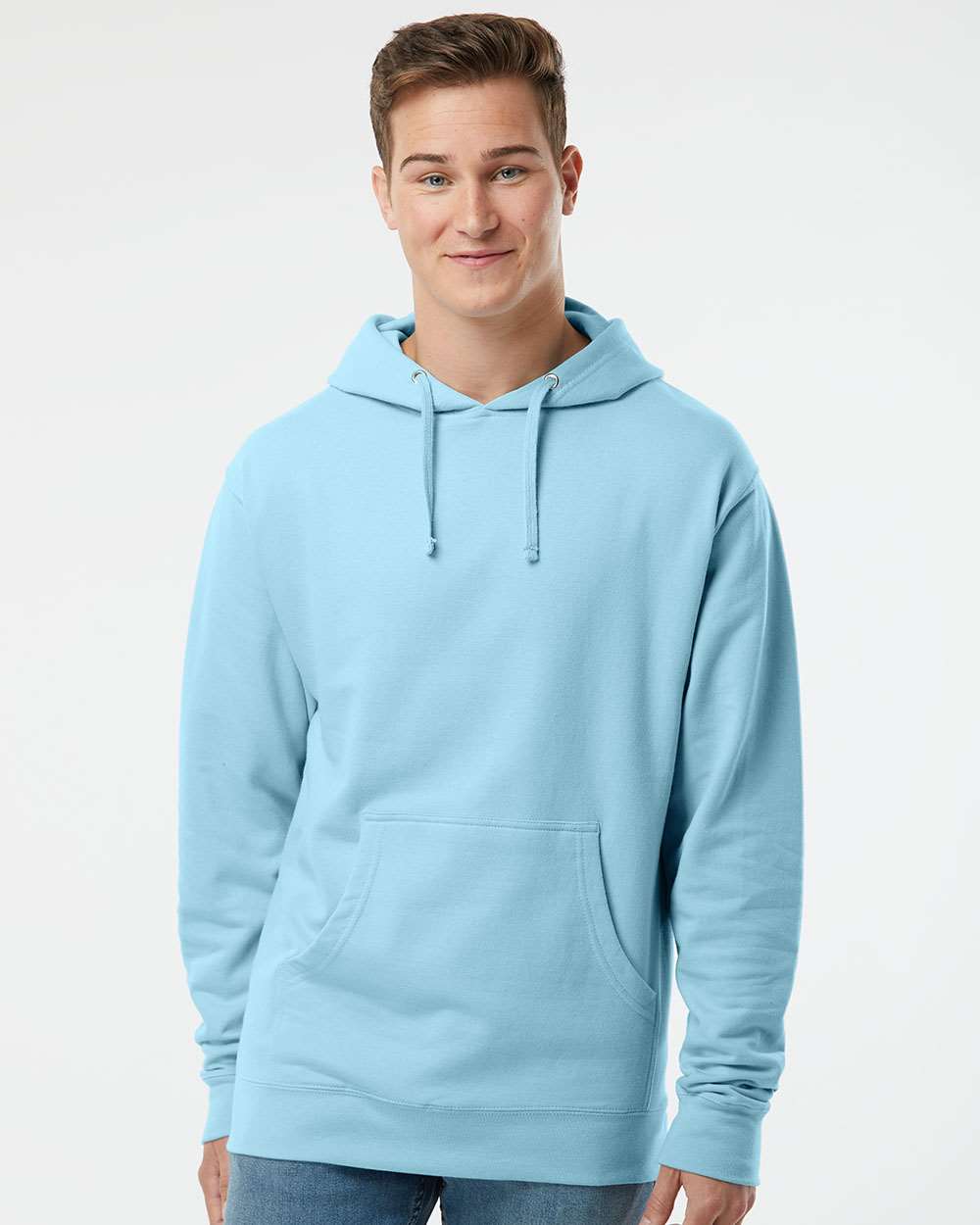 Unisex Midweight Hooded Sweatshirt - OnModelFront - B23676052 - Blue Aqua