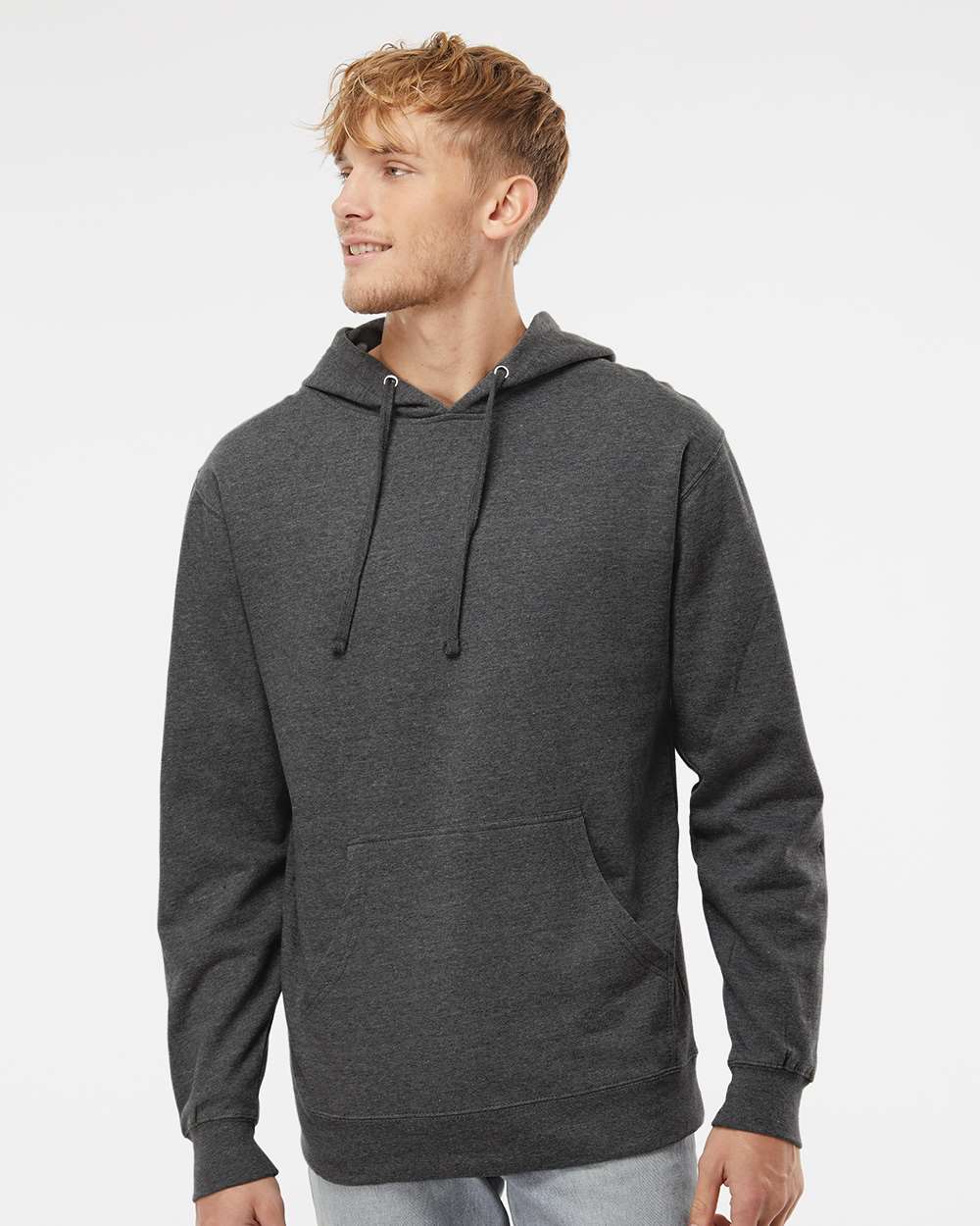 Unisex Midweight Hooded Sweatshirt - OnModelFront - B23676092 - Charcoal Heather