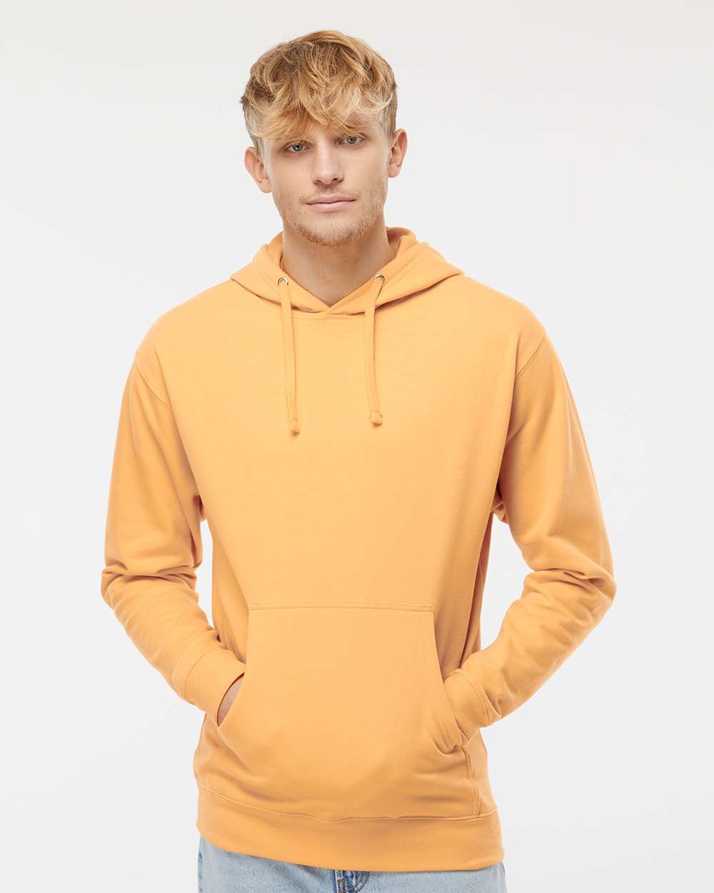 Unisex Midweight Hooded Sweatshirt - OnModelFront - B23676322 - Peach