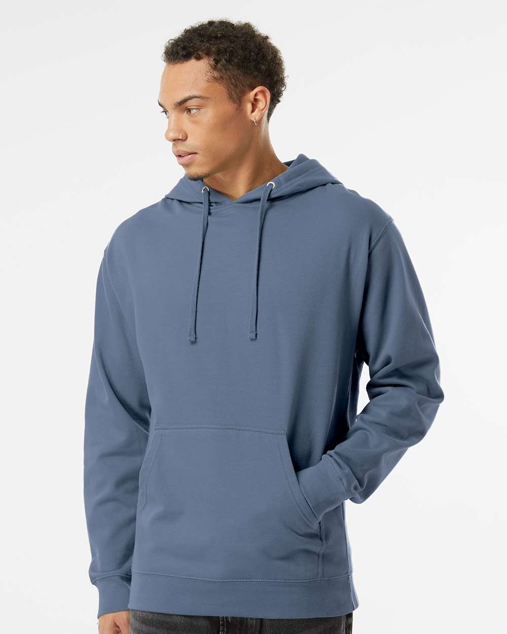 Unisex Midweight Hooded Sweatshirt - OnModelFront - B23676422 - Storm Blue