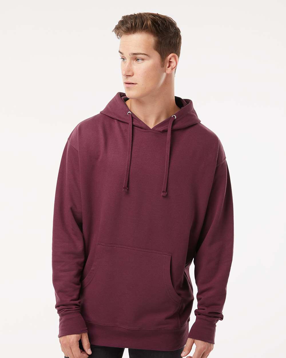 Unisex Midweight Hooded Sweatshirt - OnModelFront - B23676532 - Maroon