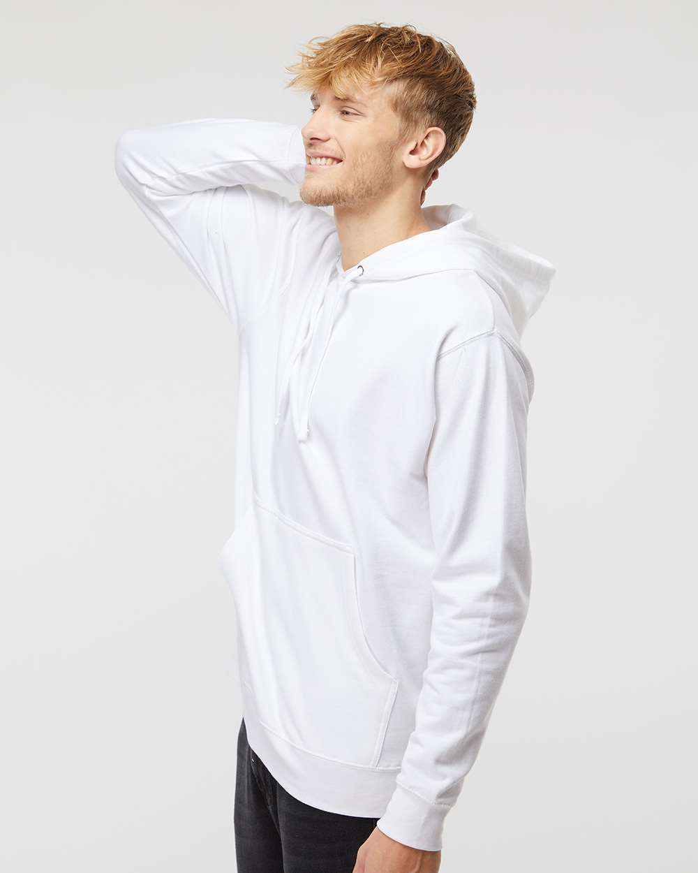 Unisex Midweight Hooded Sweatshirt - OnModelSide - B23676002 - White