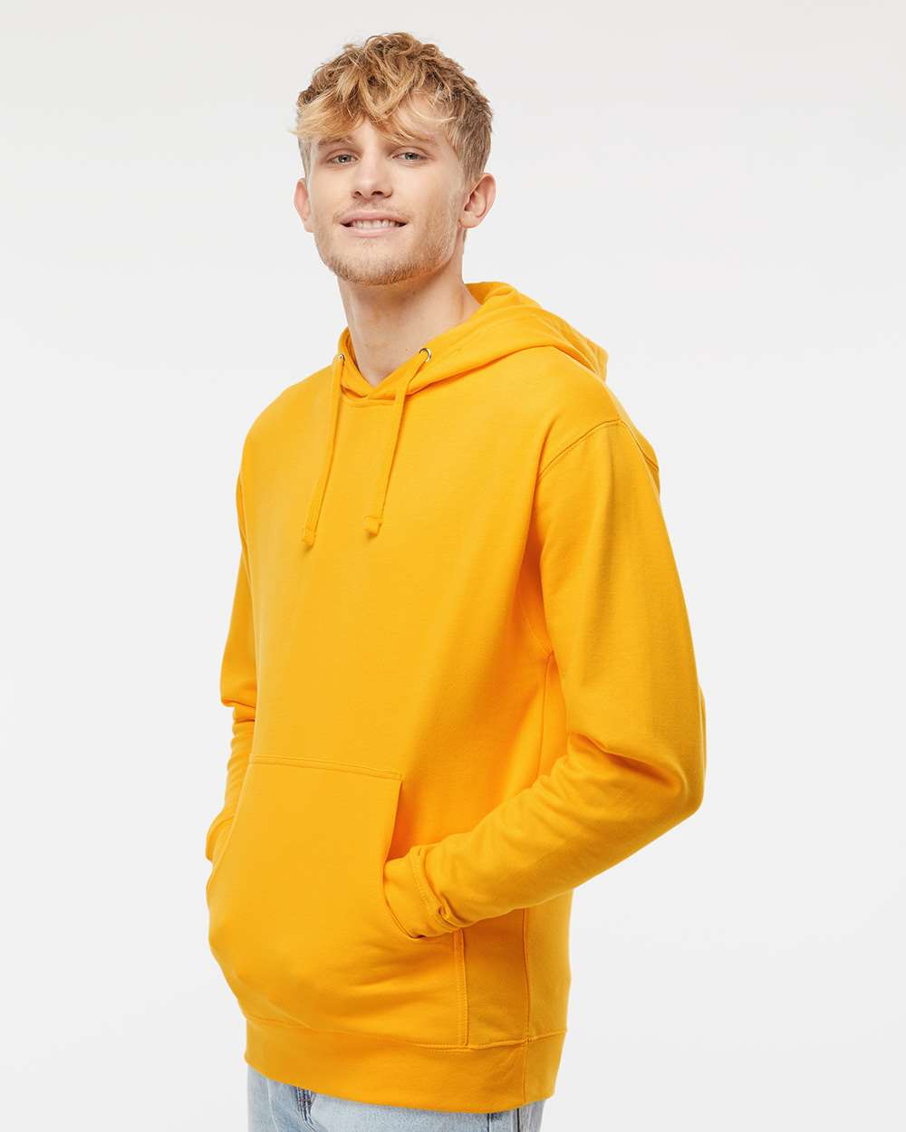 Unisex Midweight Hooded Sweatshirt - OnModelSide - B23676122 - Gold