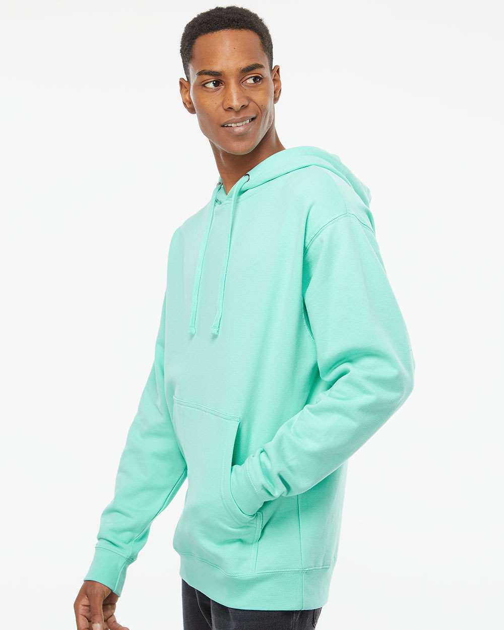 Unisex Midweight Hooded Sweatshirt - OnModelSide - B23676192 - Mint