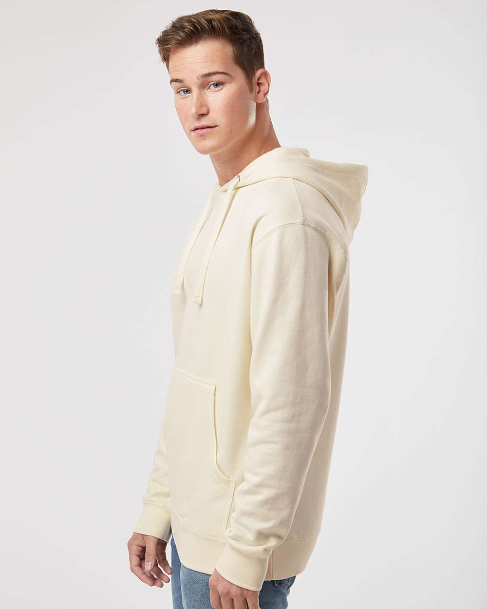 Unisex Midweight Hooded Sweatshirt - OnModelSide - B23676242 - Bone