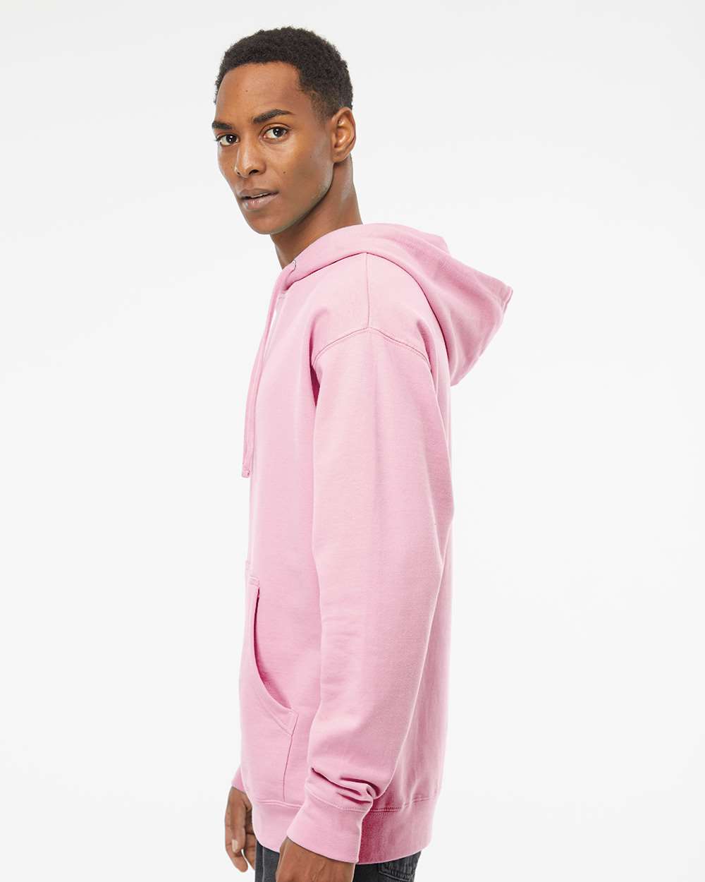 Unisex Midweight Hooded Sweatshirt - OnModelSide - B23676302 - Light Pink
