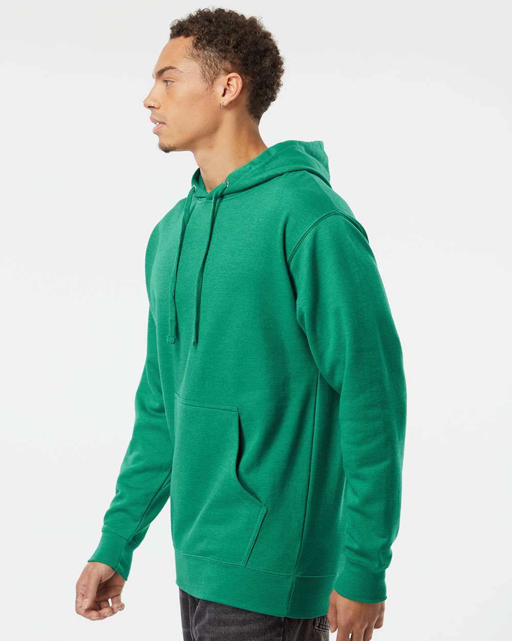 Unisex Midweight Hooded Sweatshirt - OnModelSide - B23676612 - Kelly Green Heather