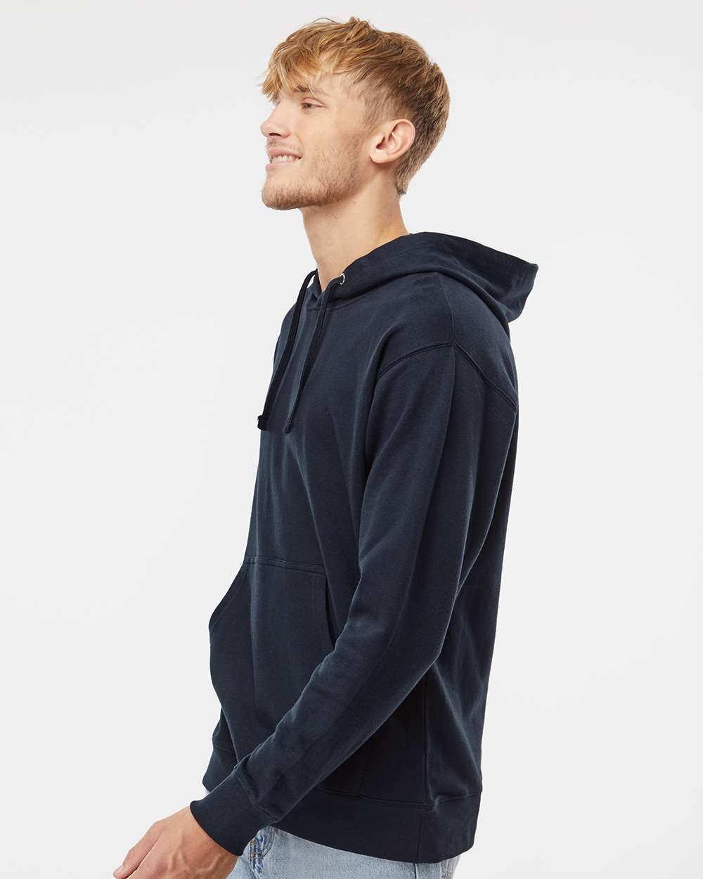 Unisex Midweight Hooded Sweatshirt - OnModelSide - B23676652 - Classic Navy