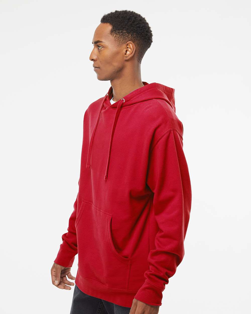 Unisex Midweight Hooded Sweatshirt - OnModelSide - B23676702 - Red