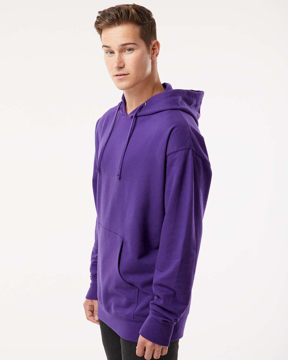 Unisex Midweight Hooded Sweatshirt - OnModelSide - B23676722 - Purple