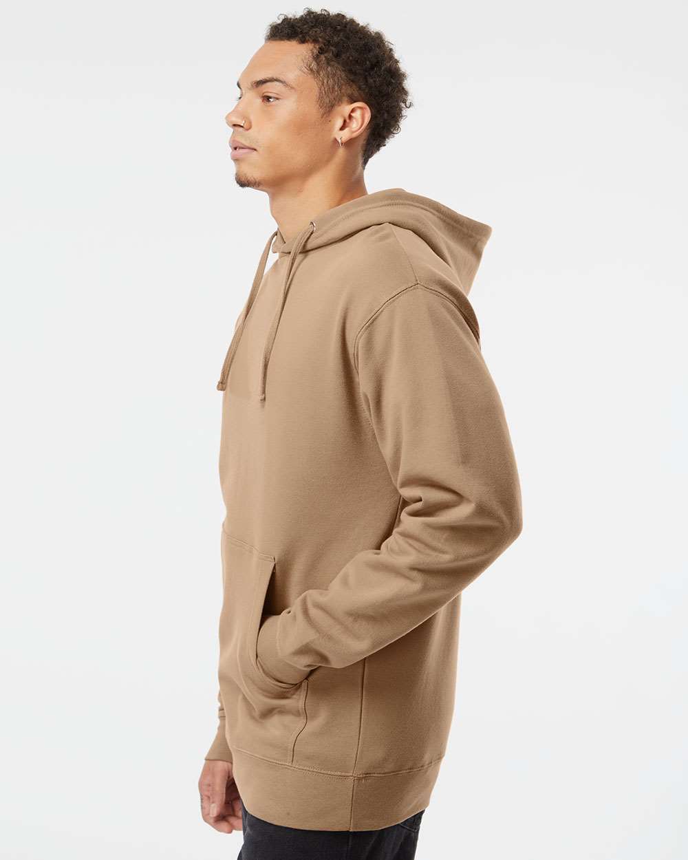 Unisex Midweight Hooded Sweatshirt - OnModelSide - B23676732 - Sandstone
