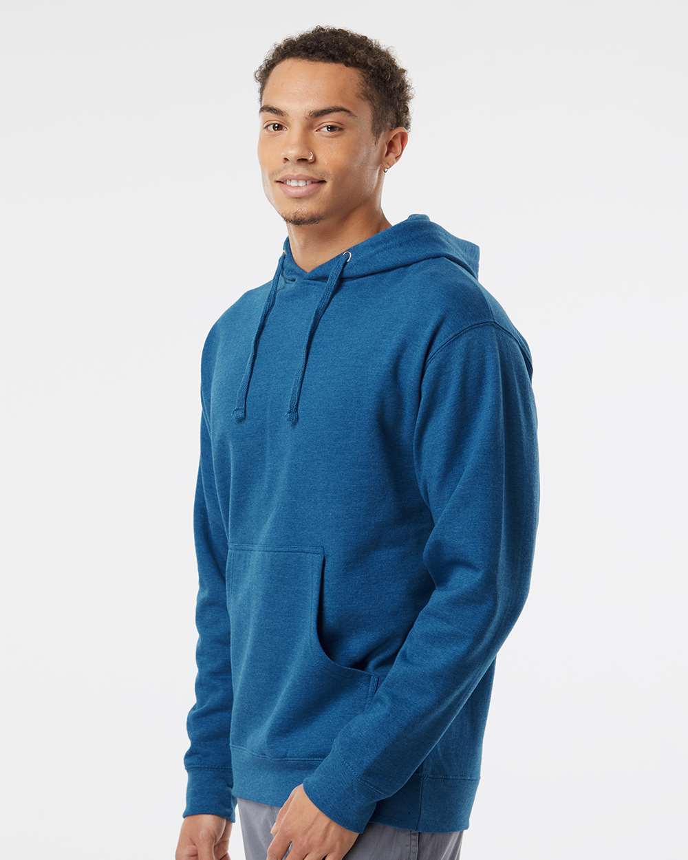 Unisex Midweight Hooded Sweatshirt - OnModelSide - B23676762 - Royal Heather