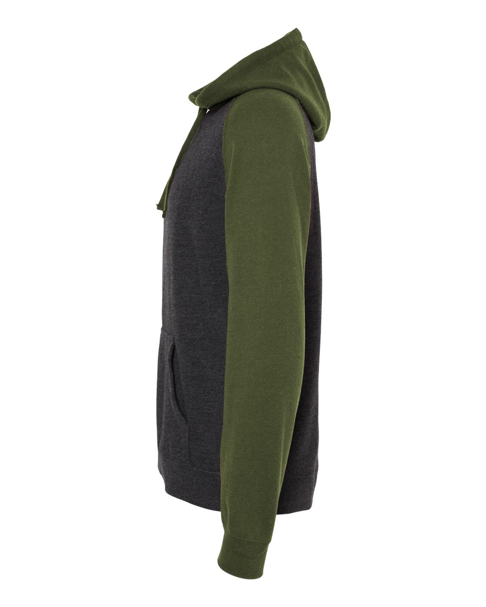 Unisex Raglan Hooded Sweatshirt - DirectSide - B82976642 - Charcoal Heather/ Army Heather