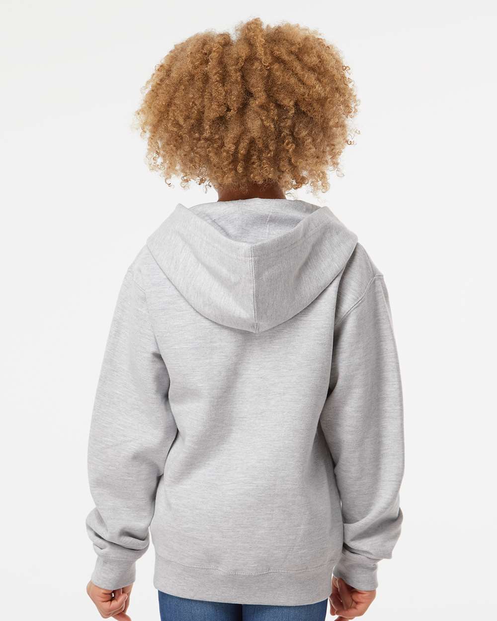 Youth Midweight Full-Zip Hooded Sweatshirt - OnModelBack - B32376353 - Grey Heather