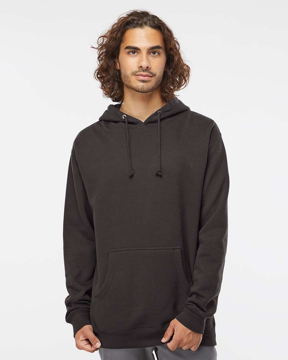 Unisex Heavyweight Hooded Sweatshirt - OnModelFront - B22276592 - Asphalt