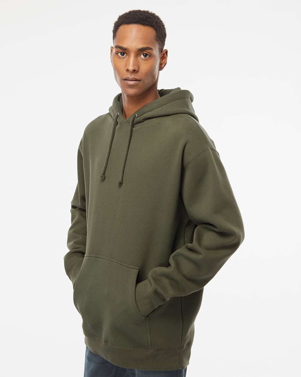 Unisex Heavyweight Hooded Sweatshirt - OnModelSide - B22276642 - Army