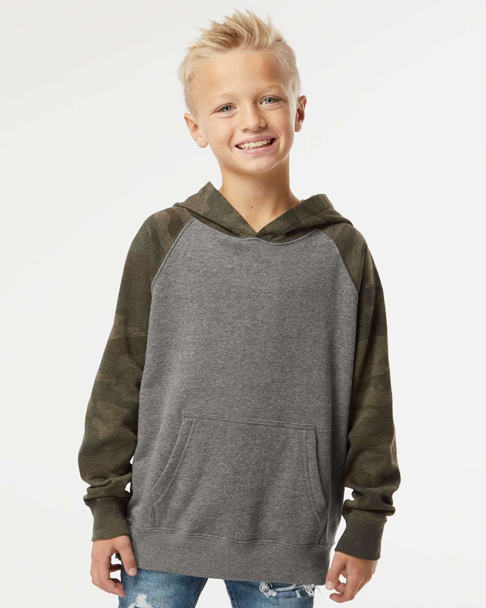 Youth Lightweight Special Blend Raglan Hooded Sweatshirt - styleImage