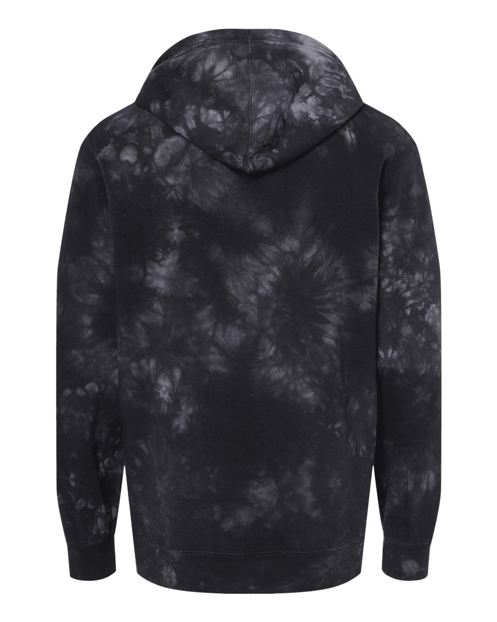 Unisex Midweight Tie-Dyed Hooded Sweatshirt - Back - B01476502 - Tie Dye Black