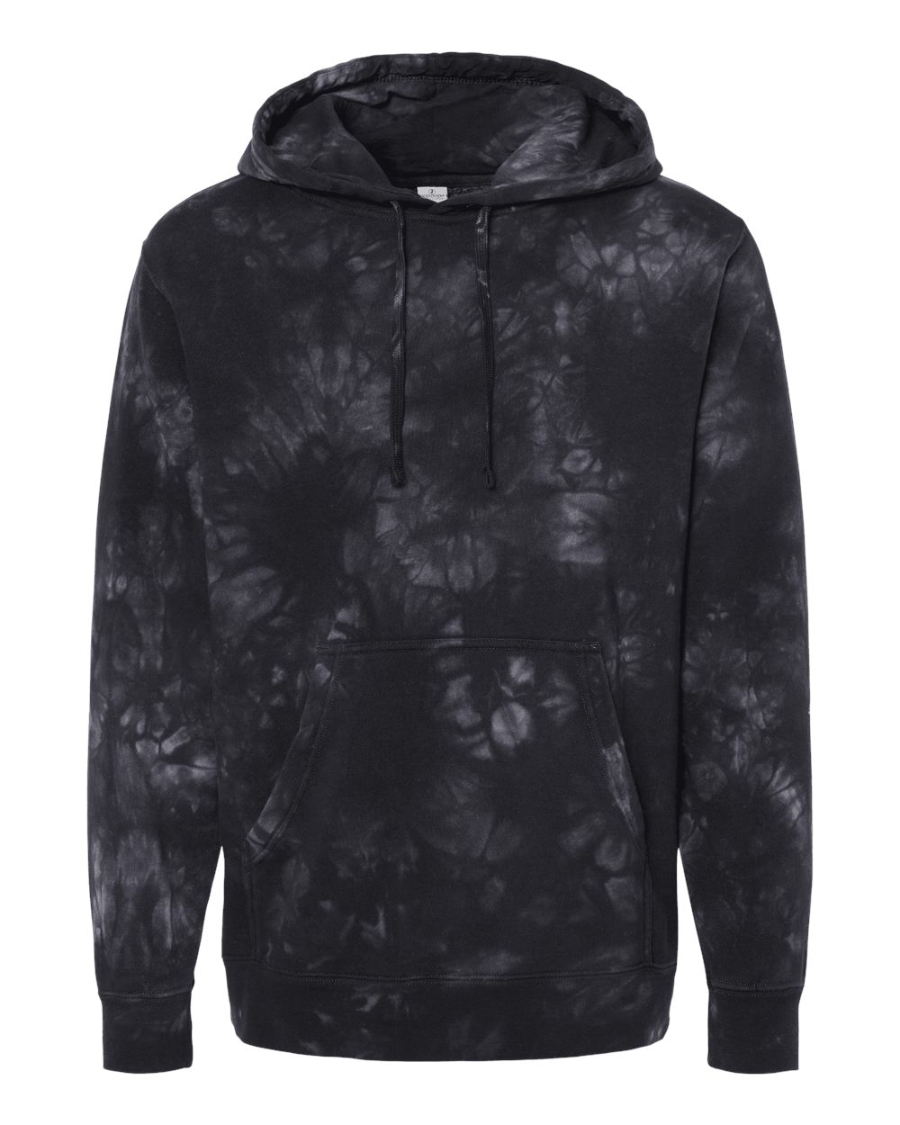 Unisex Midweight Tie-Dyed Hooded Sweatshirt - Front - B01476502 - Tie Dye Black