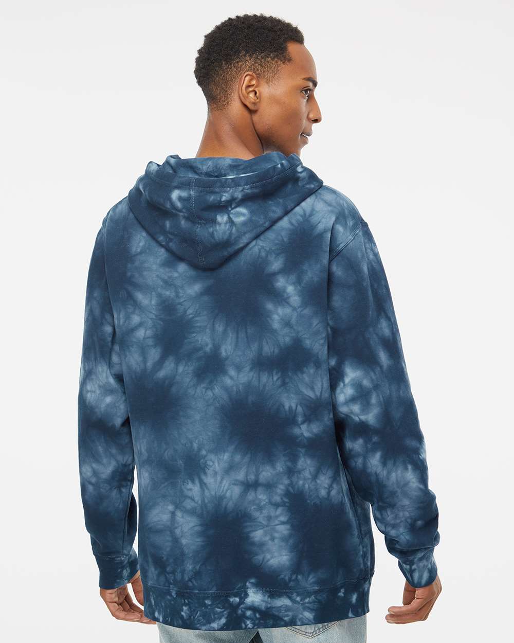 Unisex Midweight Tie-Dyed Hooded Sweatshirt - OnModelBack - B01476652 - Tie Dye Navy