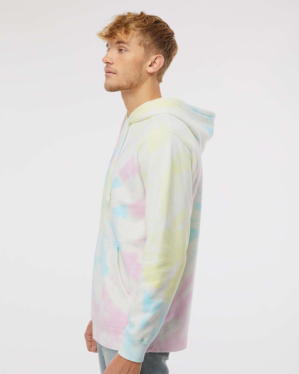 Unisex Midweight Tie-Dyed Hooded Sweatshirt - OnModelSide - B01476322 - Tie Dye Sunset Swirl
