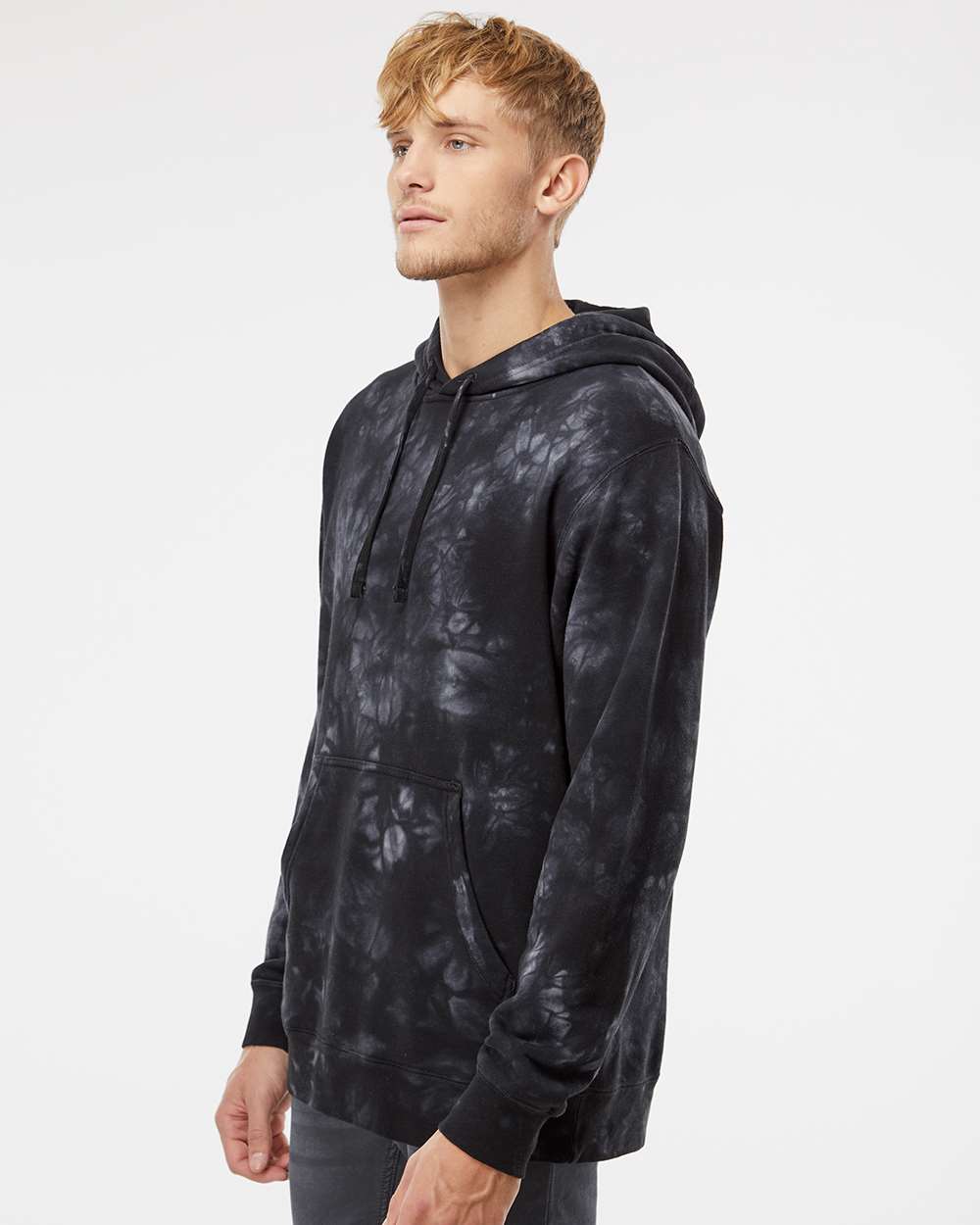 Unisex Midweight Tie-Dyed Hooded Sweatshirt - OnModelSide - B01476502 - Tie Dye Black