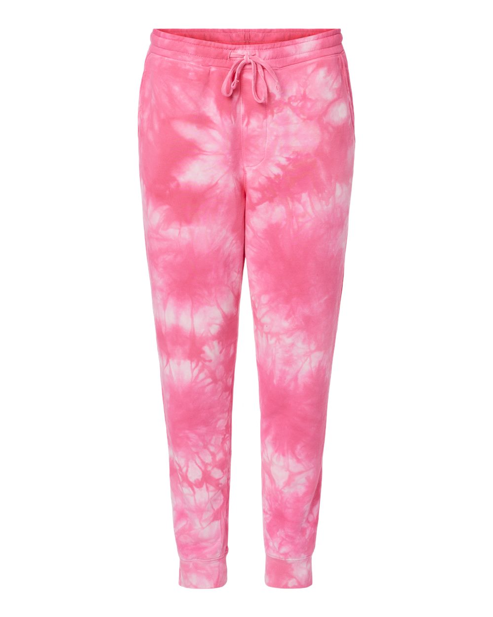 Unisex Tie-Dyed Fleece Sweatpants - Front - B02276302 - Tie Dye Pink