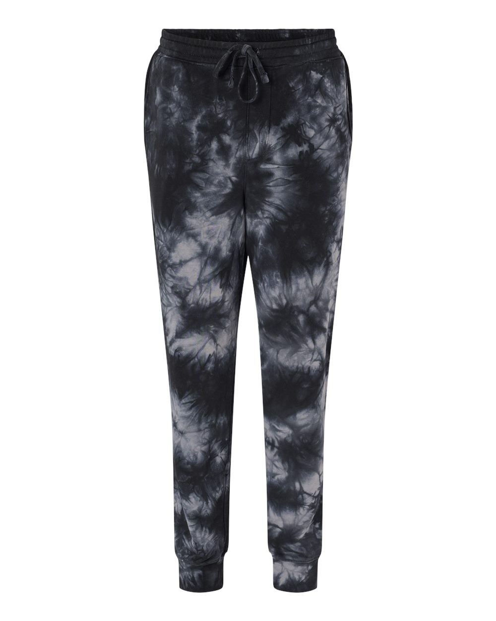 Unisex Tie-Dyed Fleece Sweatpants - Front - B02276502 - Tie Dye Black