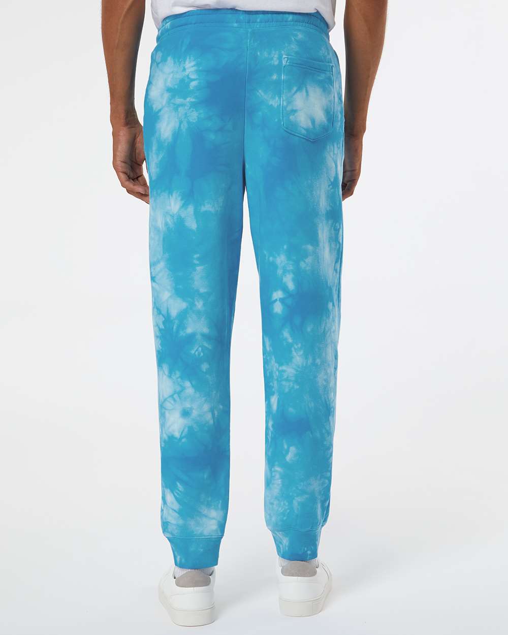 Unisex Tie-Dyed Fleece Sweatpants - OnModelBack - B02276252 - Tie Dye Aqua Blue