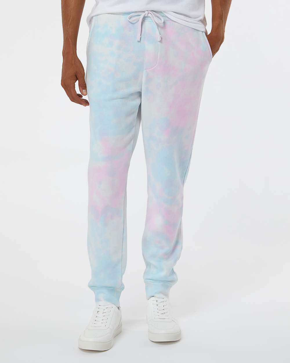 Unisex Tie-Dyed Fleece Sweatpants - OnModelFront - B02276312 - Tie Dye Cotton Candy