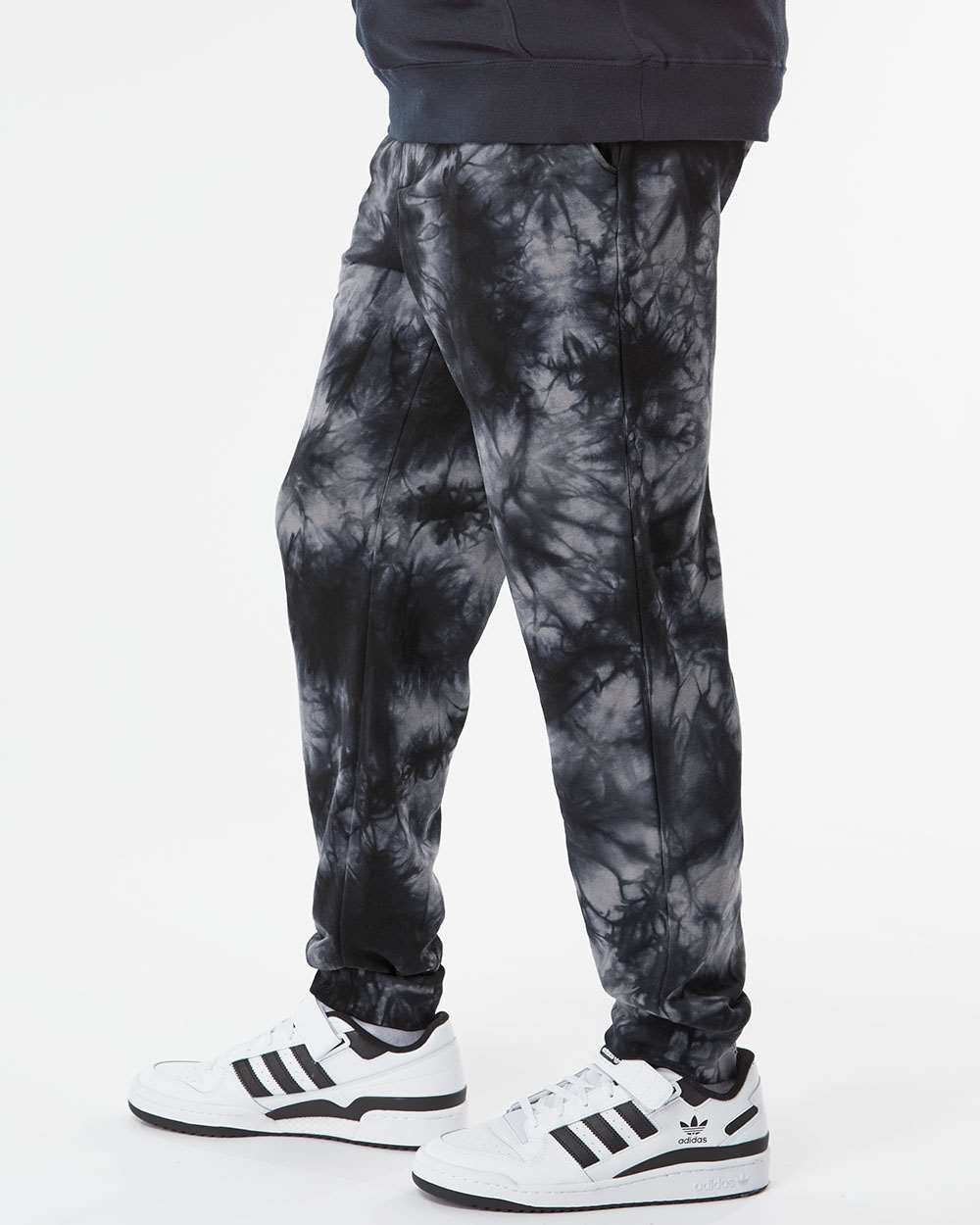 Unisex Tie-Dyed Fleece Sweatpants - OnModelSide - B02276502 - Tie Dye Black
