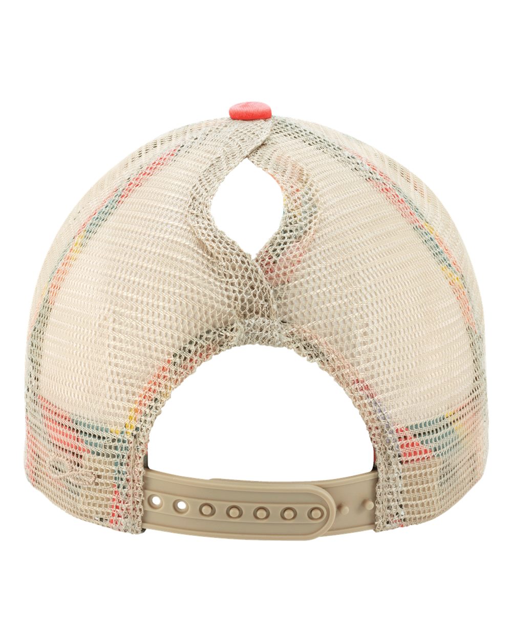 Women's Washed Mesh-Back Cap - Back - B97295660 - Sherbet/ Stripes