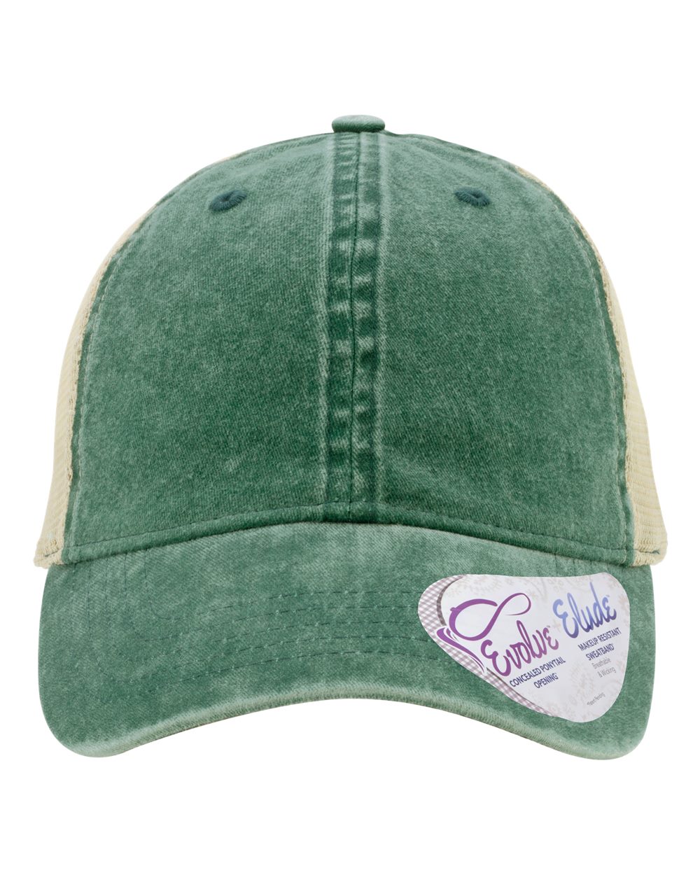 Women's Washed Mesh-Back Cap - Front - B97295060 - Jade/ Daisy/ Khaki