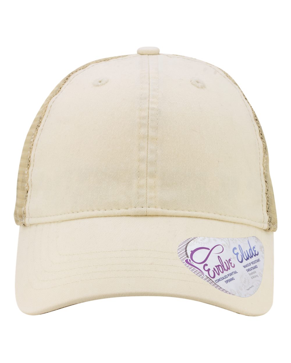 Women's Washed Mesh-Back Cap - Front - B97295080 - Vanilla/ Longhorn/ Khaki
