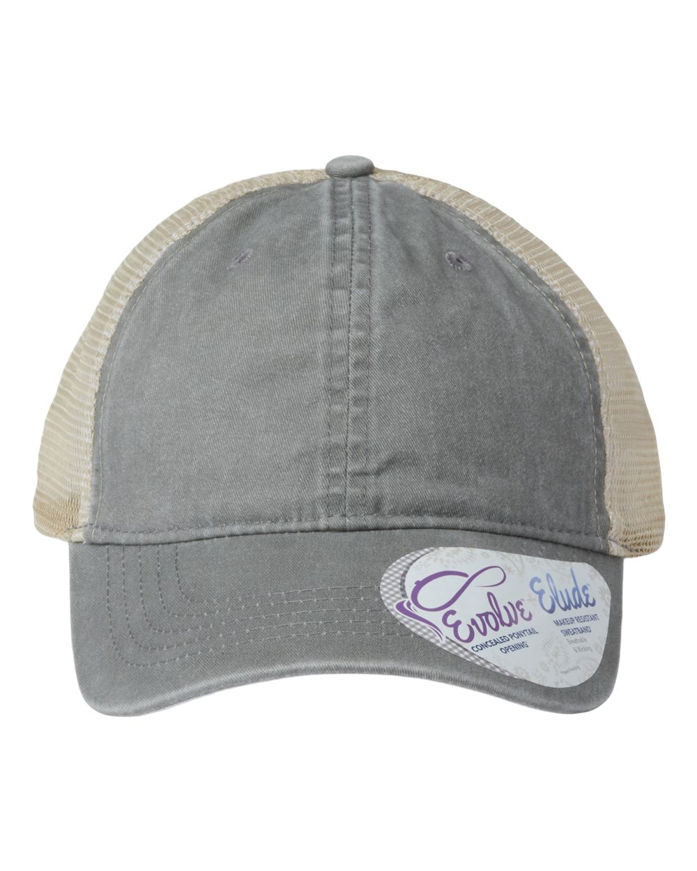 Women's Washed Mesh-Back Cap - Front - B97295090 - Light Grey/ Polka Dots