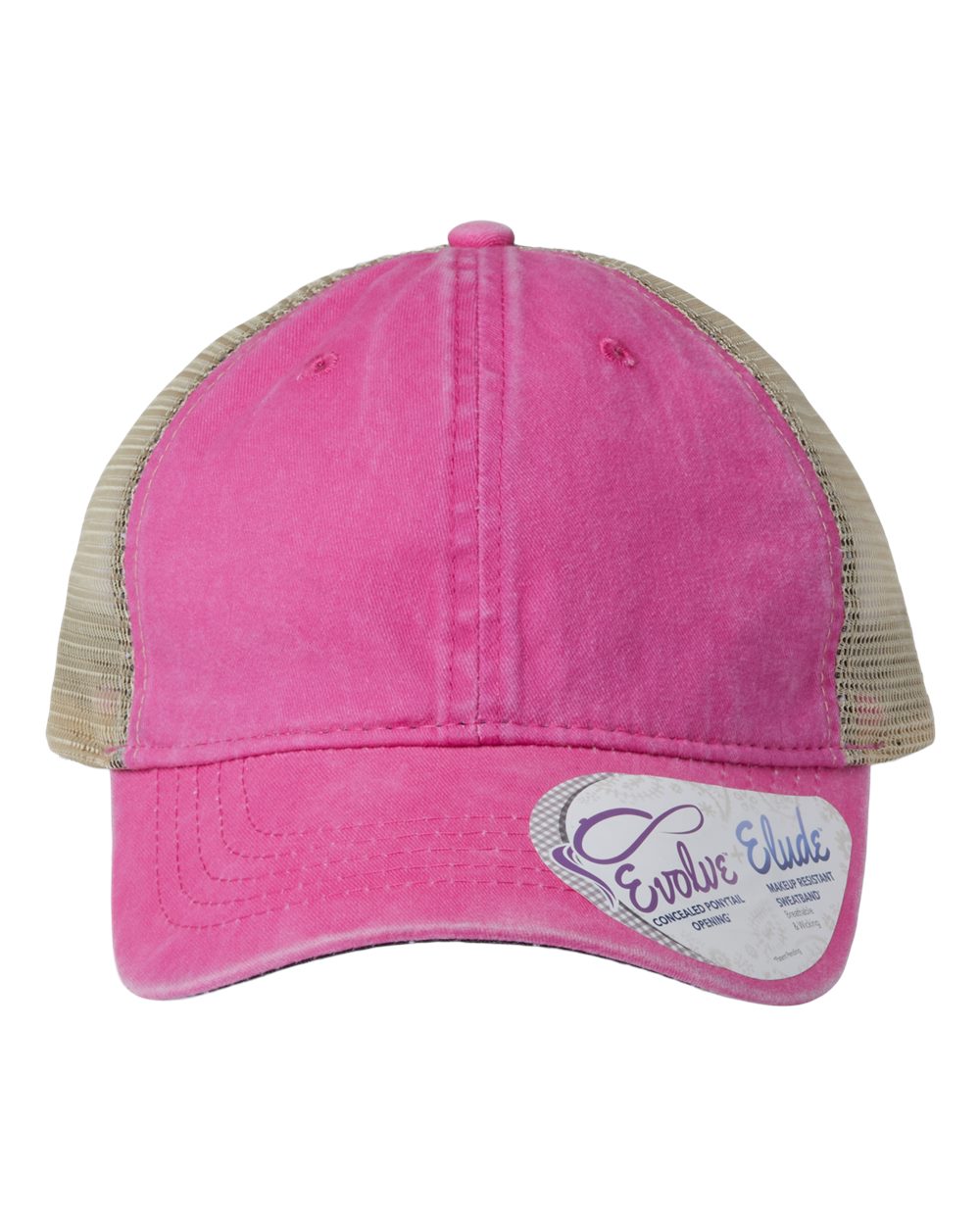 Women's Washed Mesh-Back Cap - Front - B97295100 - Rose/ Polka Dots