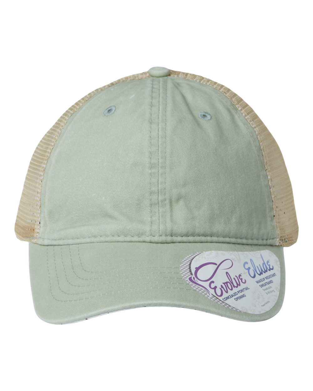 Women's Washed Mesh-Back Cap - Front - B97295110 - Sage/ Polka Dots