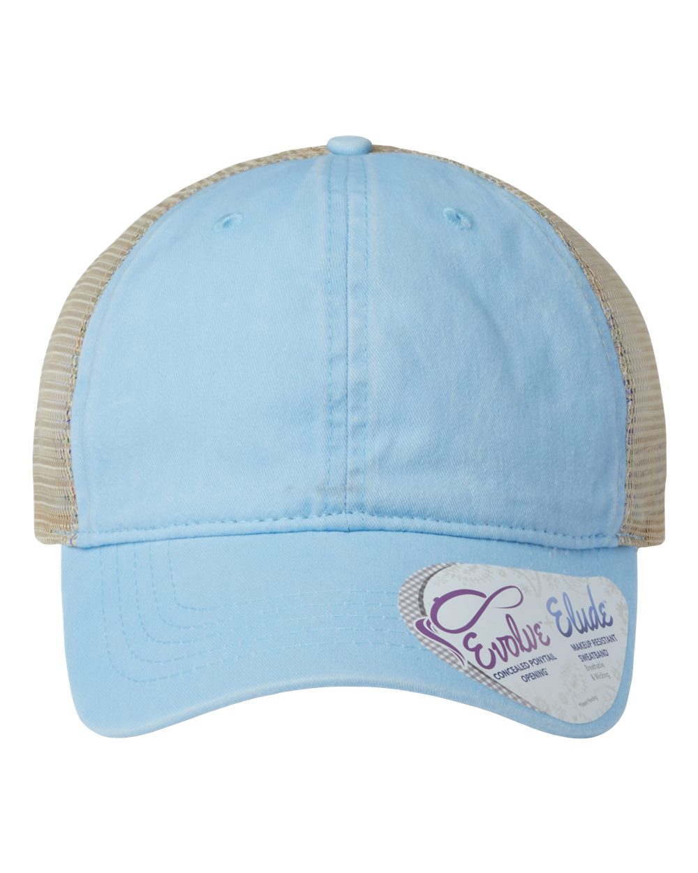 Women's Washed Mesh-Back Cap - Front - B97295250 - Cashmere Blue/ Floral