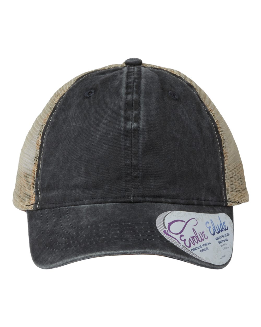 Women's Washed Mesh-Back Cap - Front - B97295500 - Black/ Leopard