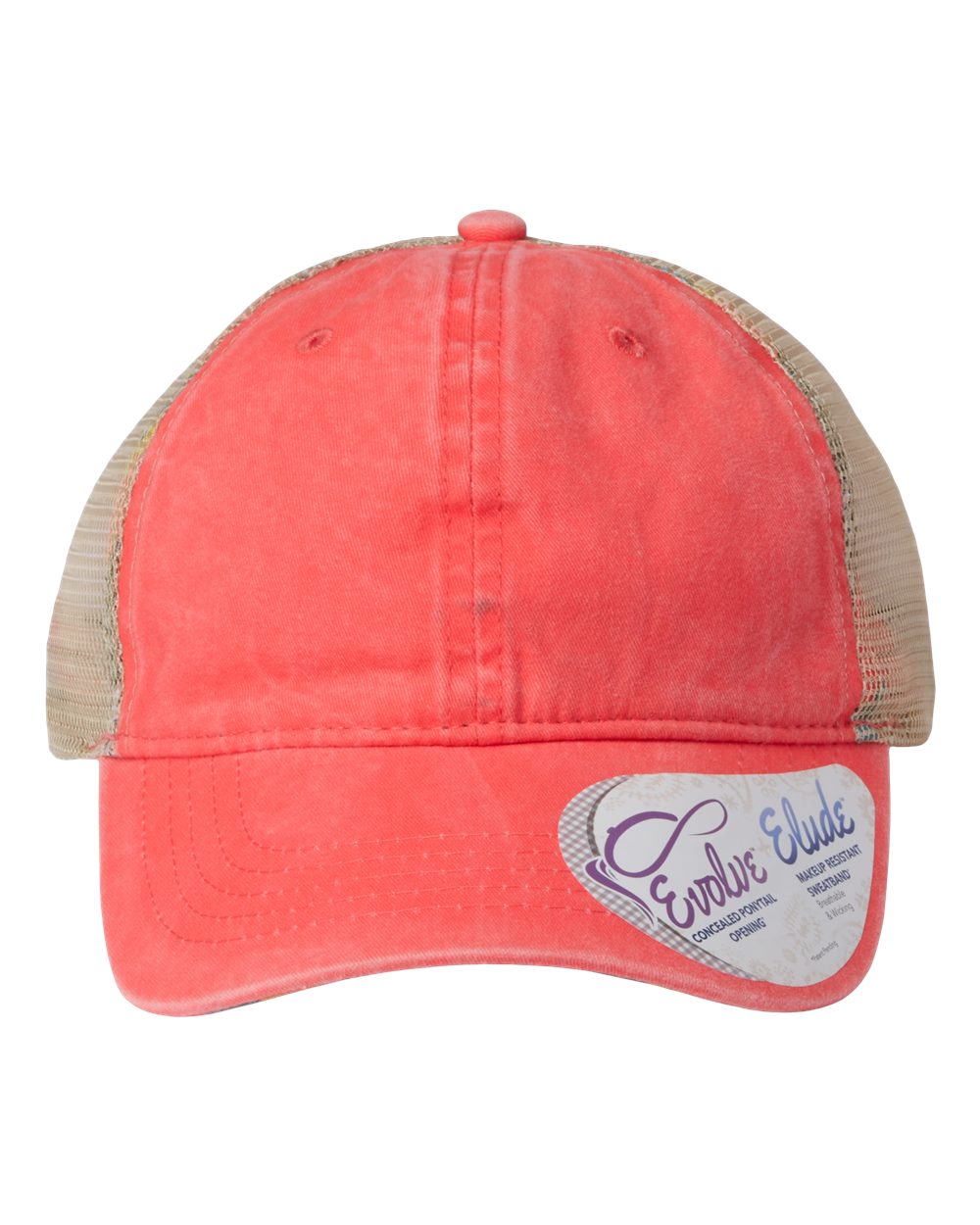 Women's Washed Mesh-Back Cap - Front - B97295660 - Sherbet/ Stripes