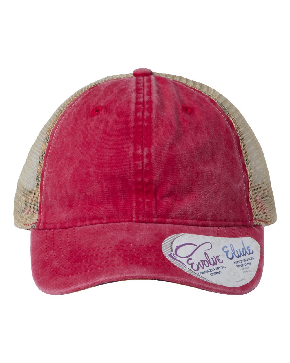 Women's Washed Mesh-Back Cap - Front - B97295700 - Red/ Leopard