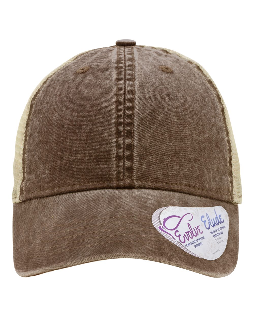 Women's Washed Mesh-Back Cap - Front - B97295730 - Chocolate/ Fawn/ Khaki