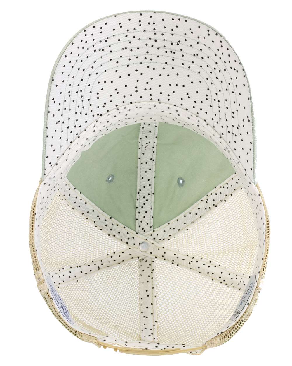 Women's Washed Mesh-Back Cap - Side - B97295110 - Sage/ Polka Dots
